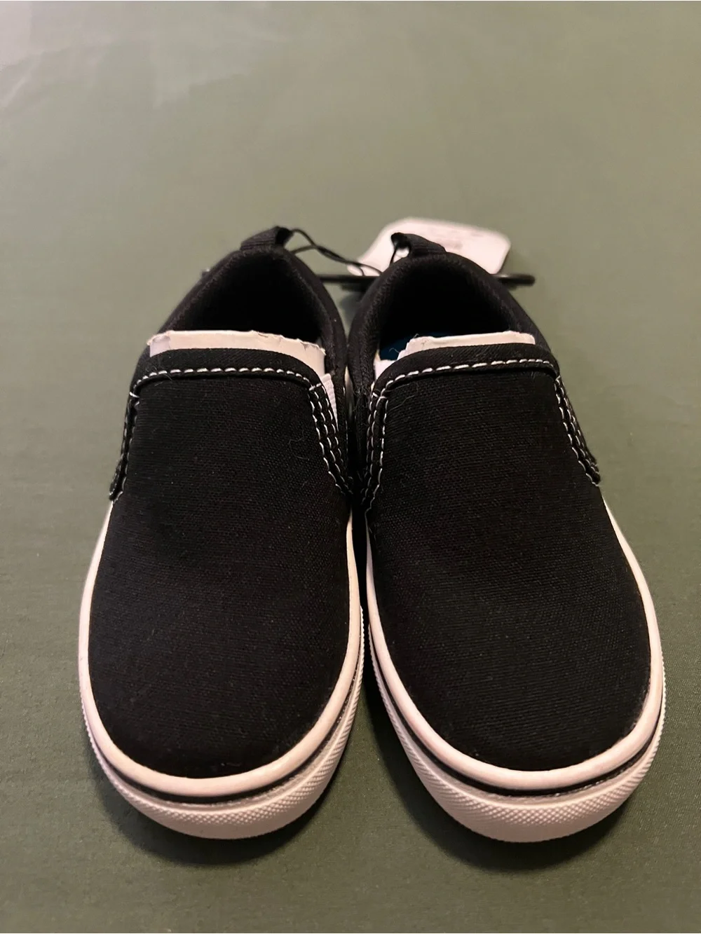 Black Slip-On Canvas Sneakers with White Trim Baby Size 6